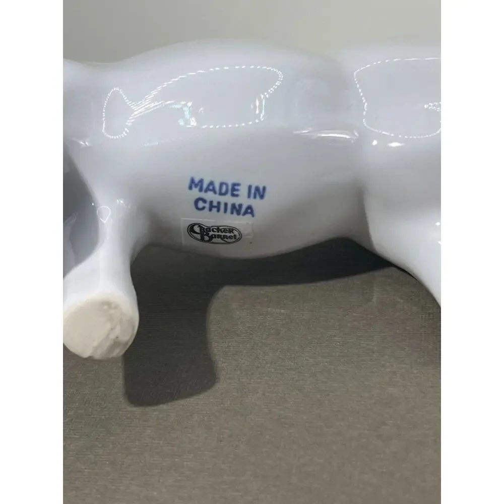 White Ceramic Porcelain Cow Shaped Milk Cream Pitcher 7.5
